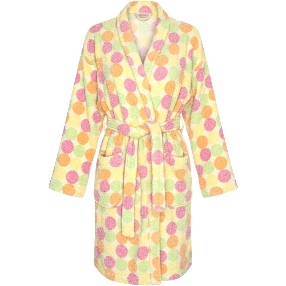 Aegan Apparel Womens Polka Dot Plush Terry Cloth Robe Multicolor OSFM